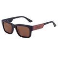 Ochelari soare polarizați bărbați, ramă pătrată – Techsuit 8491 – Negru mat / vișiniu – imagine 1