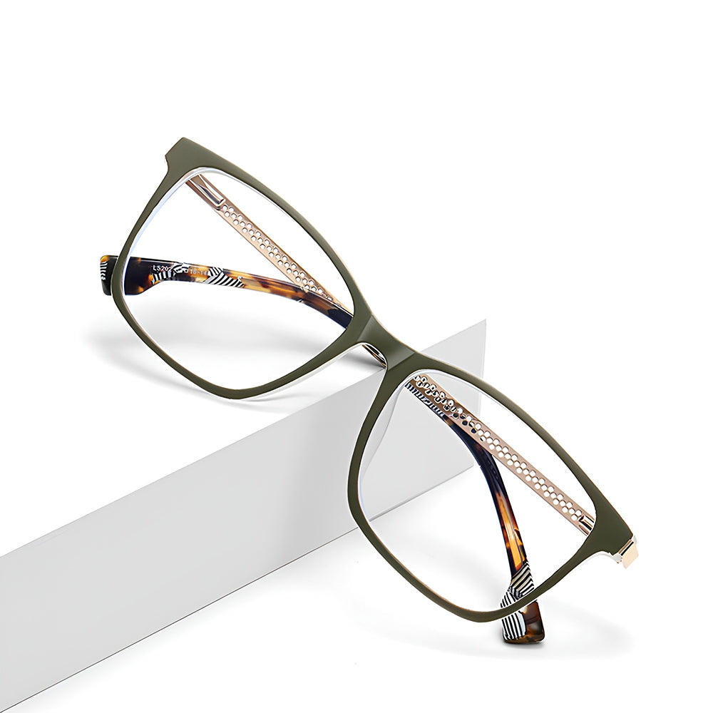 Ochelari lumină albastră femei, ramă flat-top – Techsuit LS202 – Lemn roșu – imagine 5