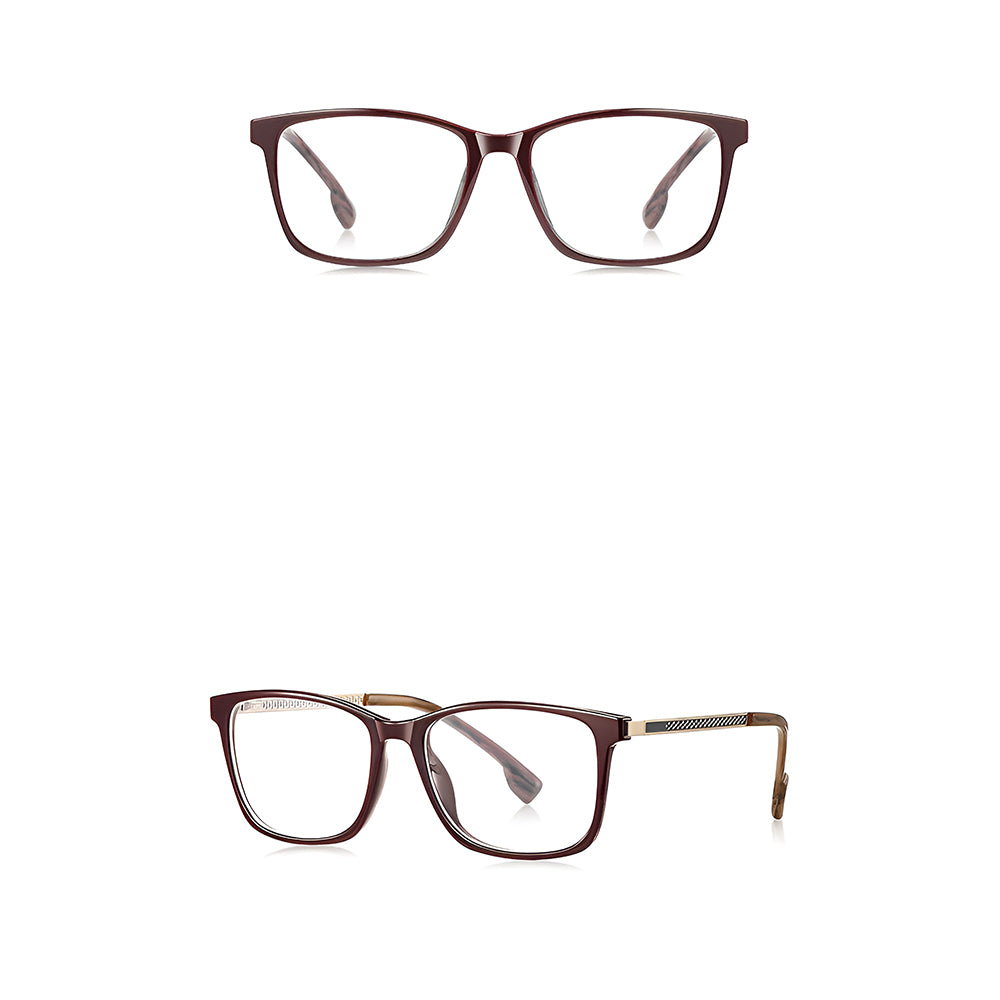 Ochelari lumină albastră femei, ramă flat-top – Techsuit LS202 – Lemn roșu – imagine 2