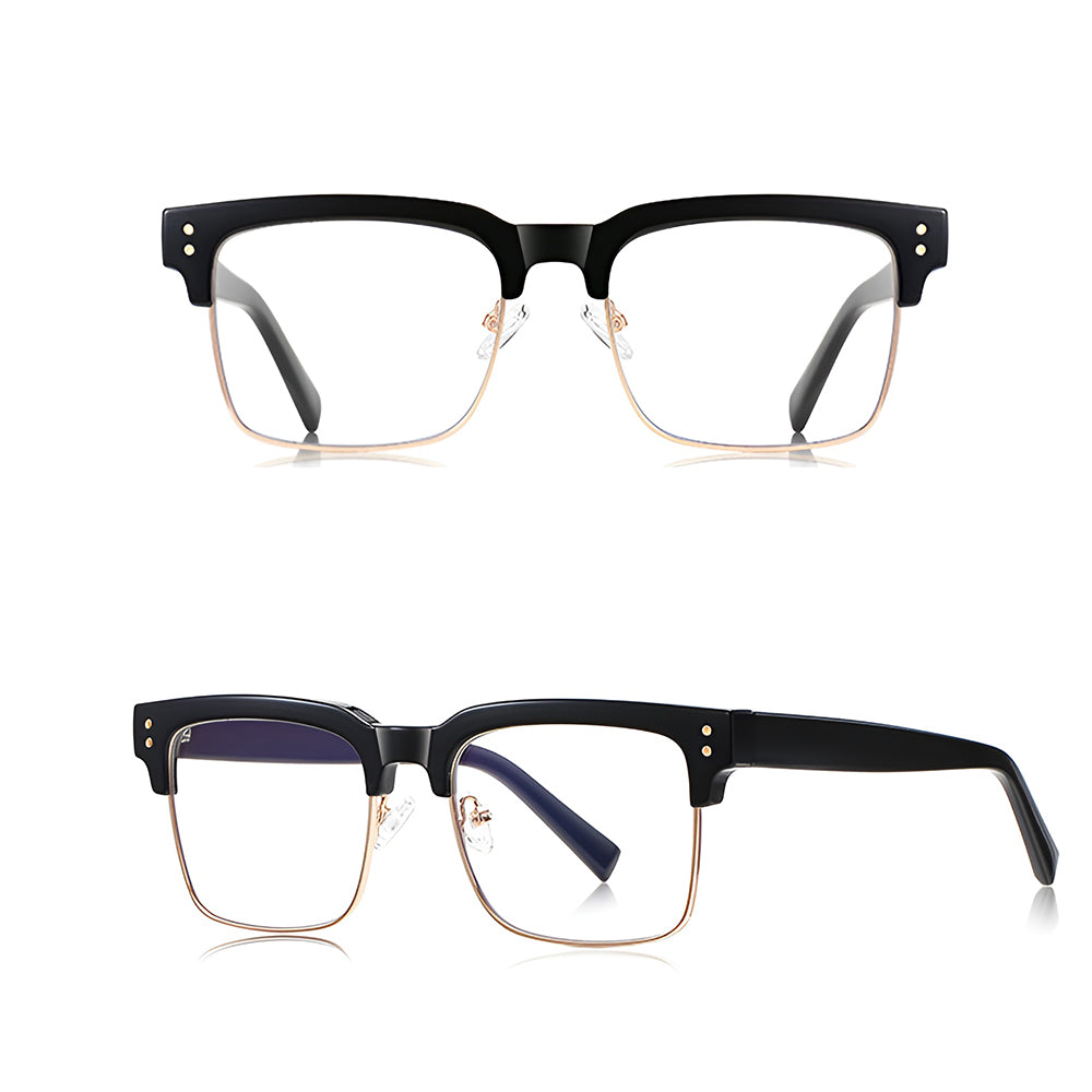 Ochelari lumină albastră femei, ramă pătrată – Techsuit 2205 – Negru / auriu – imagine 2