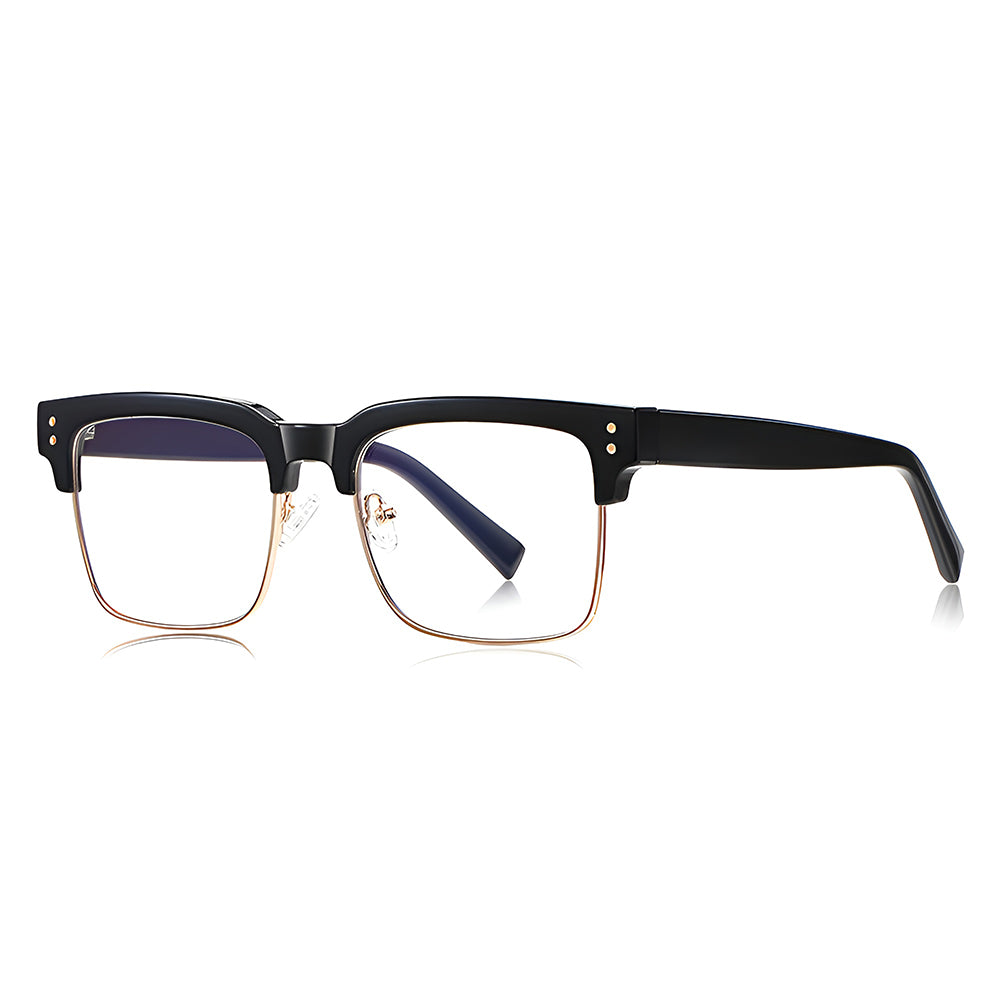 Ochelari lumină albastră femei, ramă pătrată – Techsuit 2205 – Negru / auriu – imagine 1
