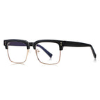 Ochelari lumină albastră femei, ramă pătrată – Techsuit 2205 – Negru / auriu – imagine 1