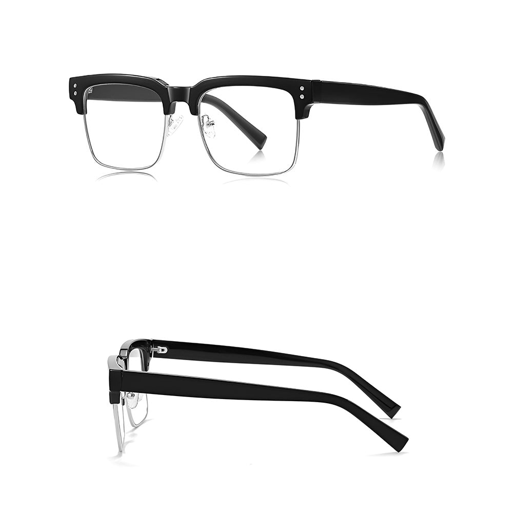 Ochelari lumină albastră femei, ramă pătrată – Techsuit 2205 – Negru / argintiu – imagine 8