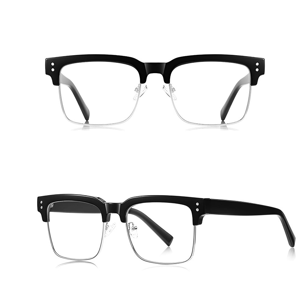 Ochelari lumină albastră femei, ramă pătrată – Techsuit 2205 – Negru / argintiu – imagine 7