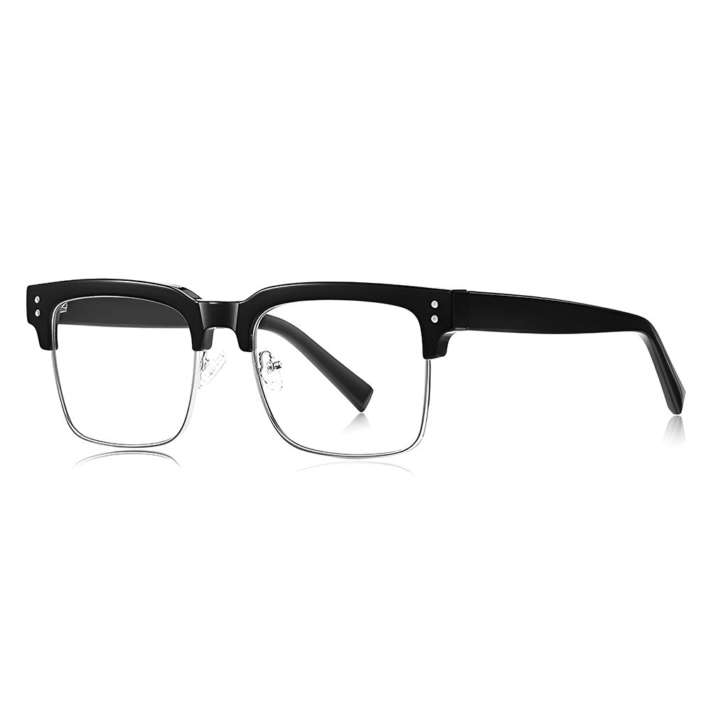 Ochelari lumină albastră femei, ramă pătrată – Techsuit 2205 – Negru / argintiu – imagine 3