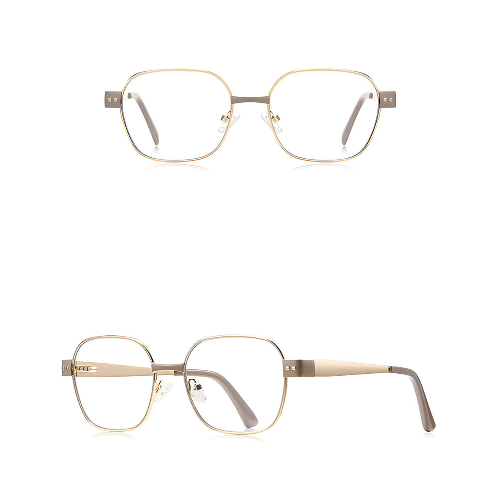 Ochelari lumină albastră femei, accente aurii – Techsuit 3172 – Maro / auriu – imagine 4