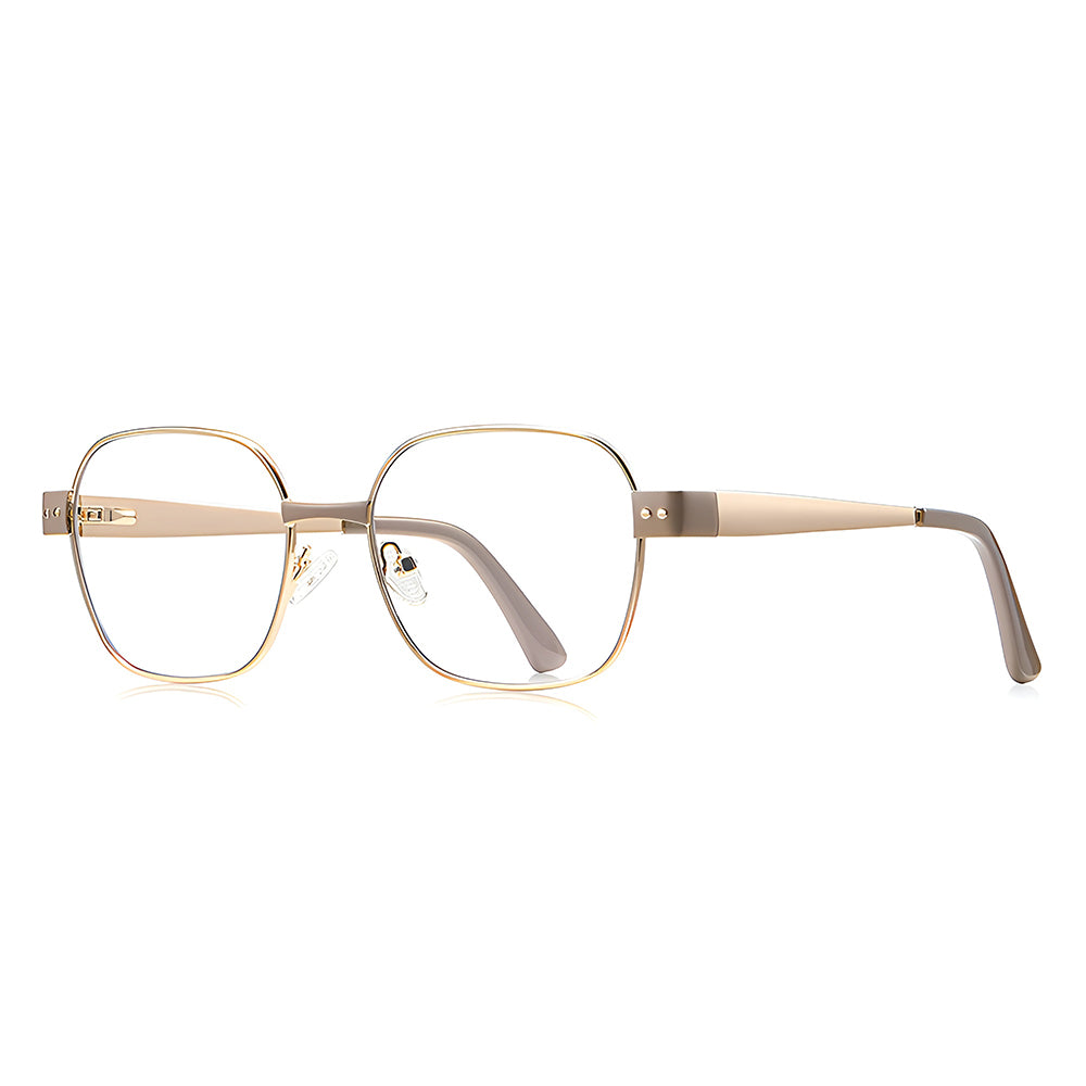 Ochelari lumină albastră femei, accente aurii – Techsuit 3172 – Maro / auriu – imagine 4