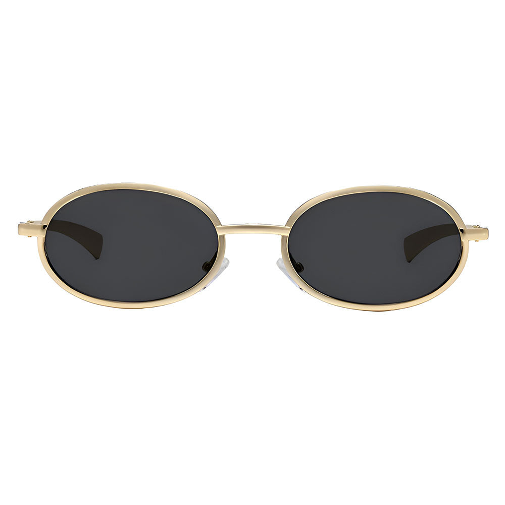 Ochelari soare femei, ovali aurii anii 90, UV – Techsuit 3220 – Auriu / negru – imagine 1