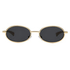 Ochelari soare femei, ovali aurii anii 90, UV – Techsuit 3220 – Auriu / negru – imagine 1
