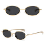 Ochelari soare femei, ovali aurii anii 90, UV – Techsuit 3220 – Auriu / negru – imagine 3