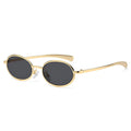 Ochelari soare femei, ovali aurii anii 90, UV – Techsuit 3220 – Auriu / negru – imagine 2