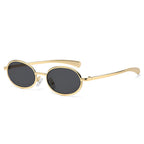 Ochelari soare femei, ovali aurii anii 90, UV – Techsuit 3220 – Auriu / negru – imagine 2