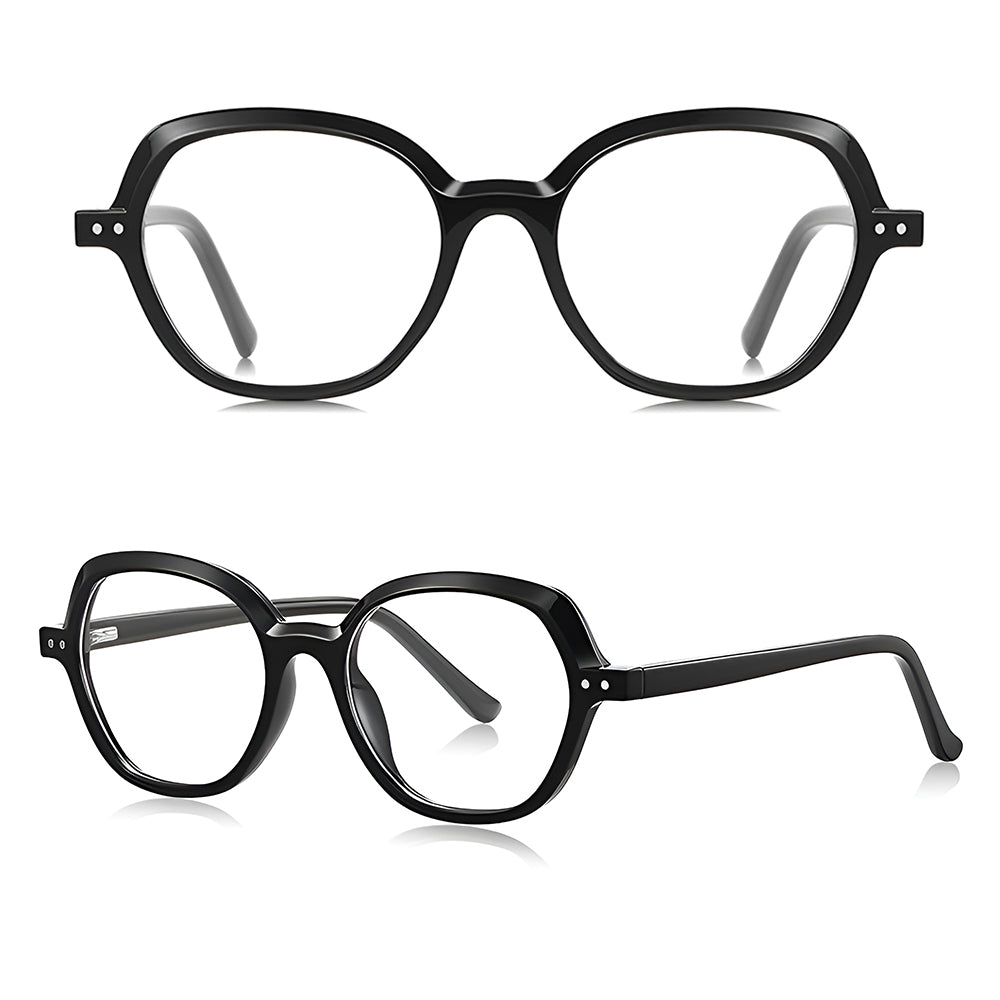 Ochelari lumină albastră femei, oversized negri – Techsuit LS051 – Negru – imagine 3