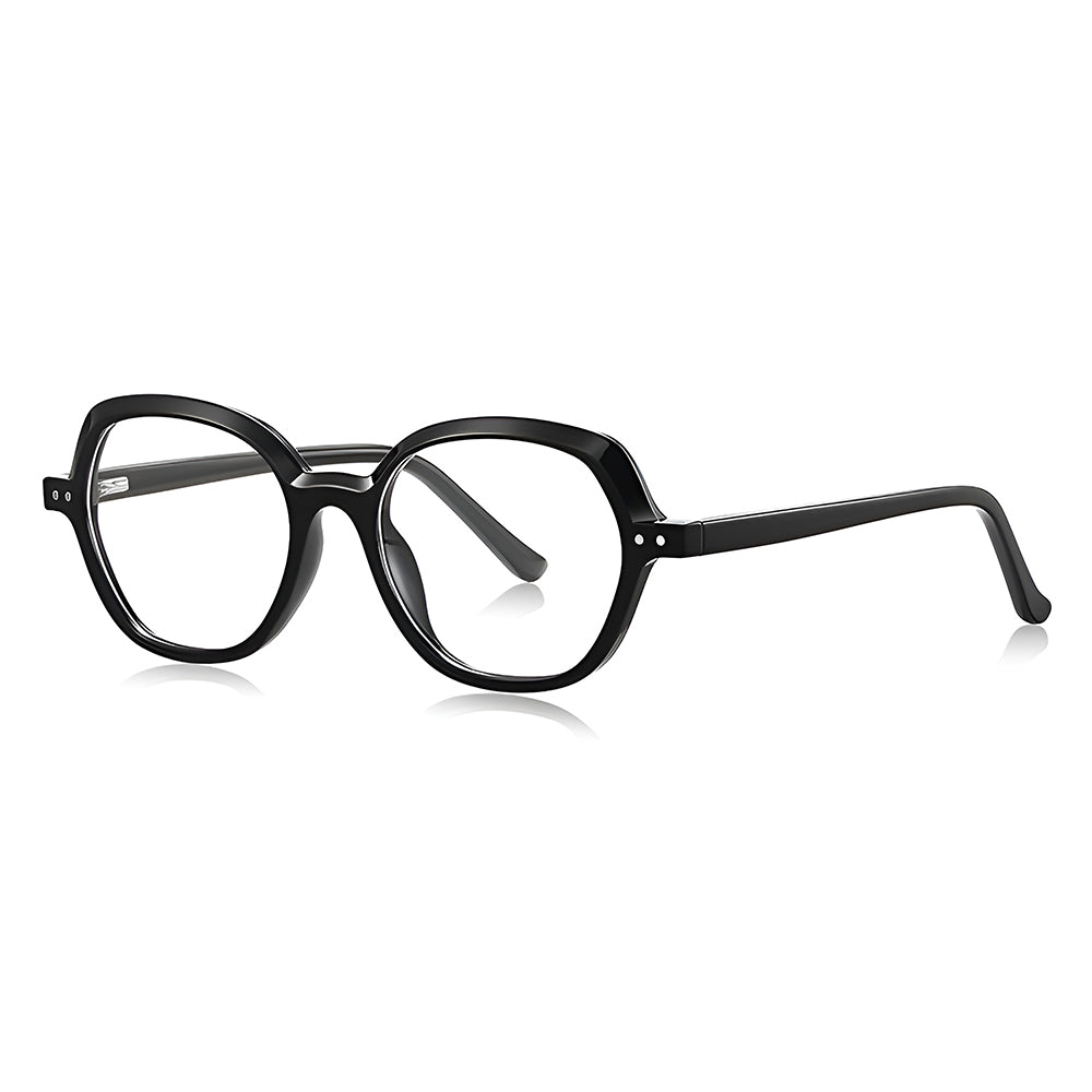 Ochelari lumină albastră femei, oversized negri – Techsuit LS051 – Negru – imagine 1