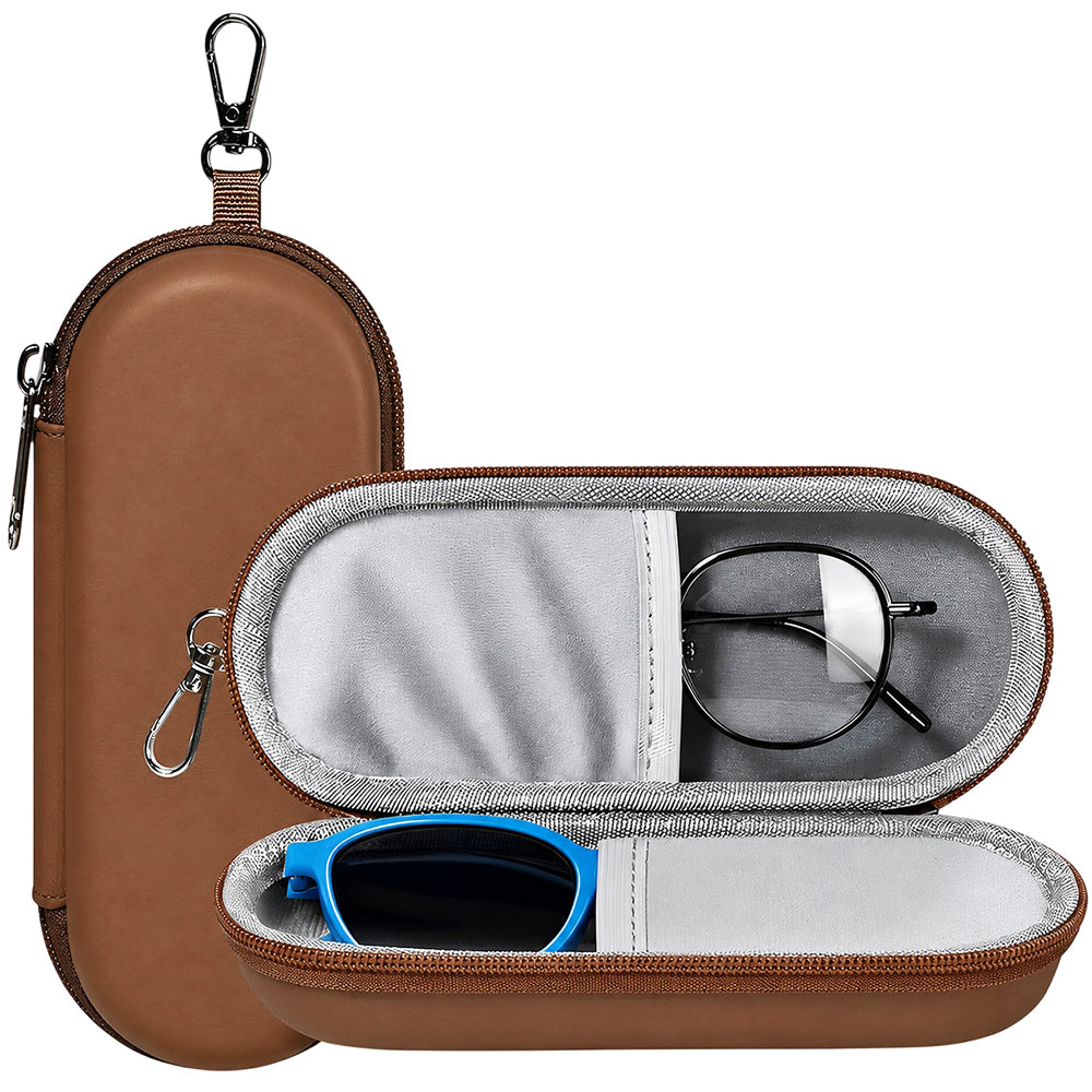 Toc rigid pentru 2 perechi de ochelari, cu fermoar – Techsuit ETJ3 – Cacao – imagine 3