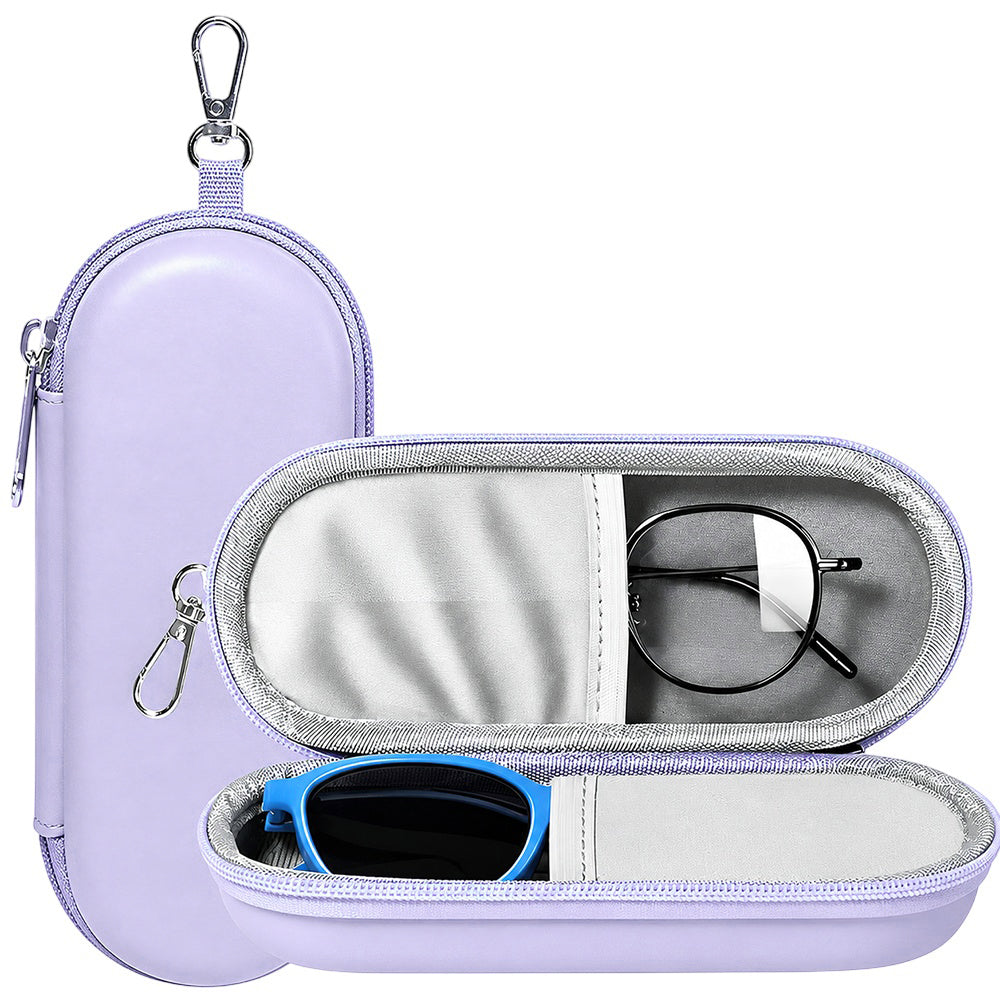 Toc rigid pentru 2 perechi de ochelari, cu fermoar – Techsuit ETJ3 – Lavandă – imagine 1