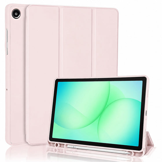 Husă tip carte cu suport stylus Techsuit Flex Trifold pentru Samsung Galaxy Tab A11 Plus / A9 Plus – roz