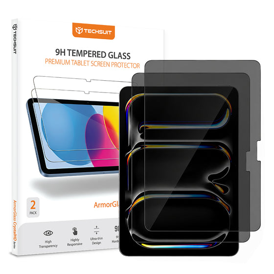 Folie sticlă privacy Techsuit ArmorGlass CrystalHD pentru iPad Pro 11 (2024) / iPad Pro 11 (2025) – set 2 buc.