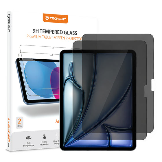 Folie sticlă privacy Techsuit ArmorGlass CrystalHD pentru iPad Air 11 (2024) / Air 11 (2025) / Air 11 (2026) – set 2 buc.