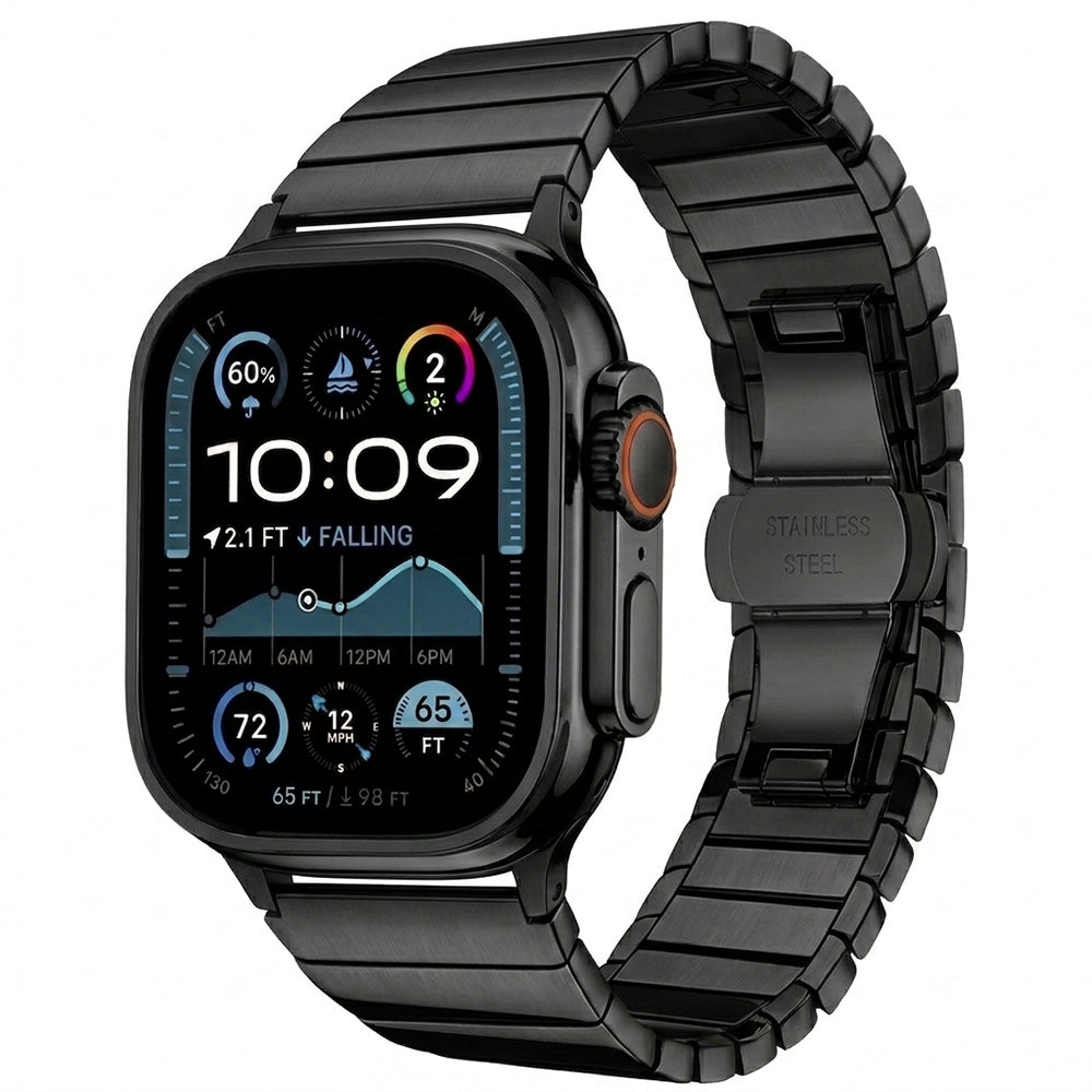 Curea Apple Watch 42 / 44 / 45  Techsuit W012, oțel inoxidabil, negru – imagine 1