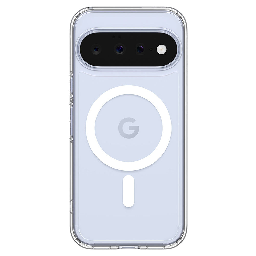 Husă Spigen Ultra Hybrid MagFit Pixel 11 – Transparent, inel alb – imagine 3