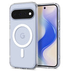 Husă Spigen Ultra Hybrid MagFit Pixel 11 – Transparent, inel alb – imagine 2