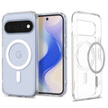 Husă Spigen Ultra Hybrid MagFit Pixel 11 – Transparent, inel alb – imagine 1