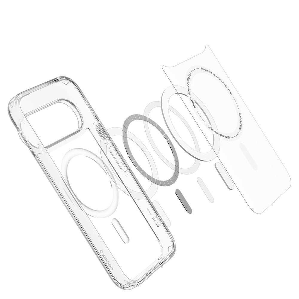 Husă Spigen Ultra Hybrid MagFit Pixel 11 Pro – Transparent, inel alb – imagine 7