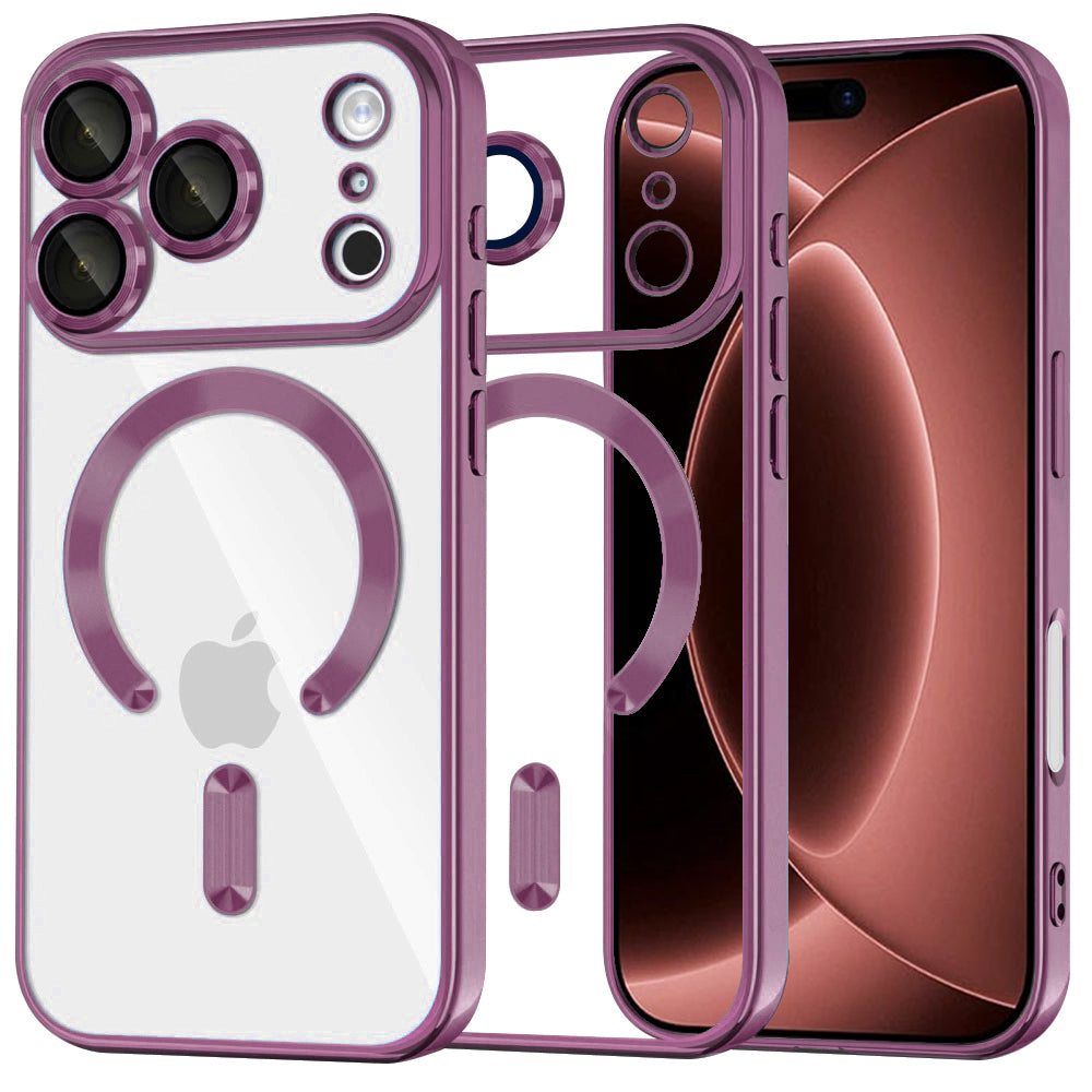 Husă transparentă Techsuit Luxury Crystal MagSafe iPhone 18 Pro Max – Vișiniu – imagine 5