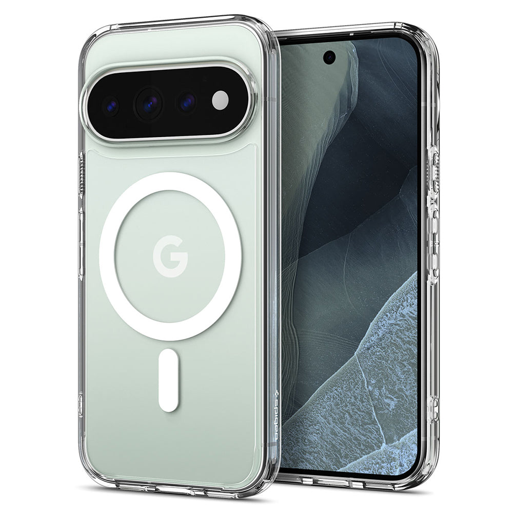 Husă Spigen Ultra Hybrid MagFit Pixel 11 Pro XL – Transparent, inel alb – imagine 2
