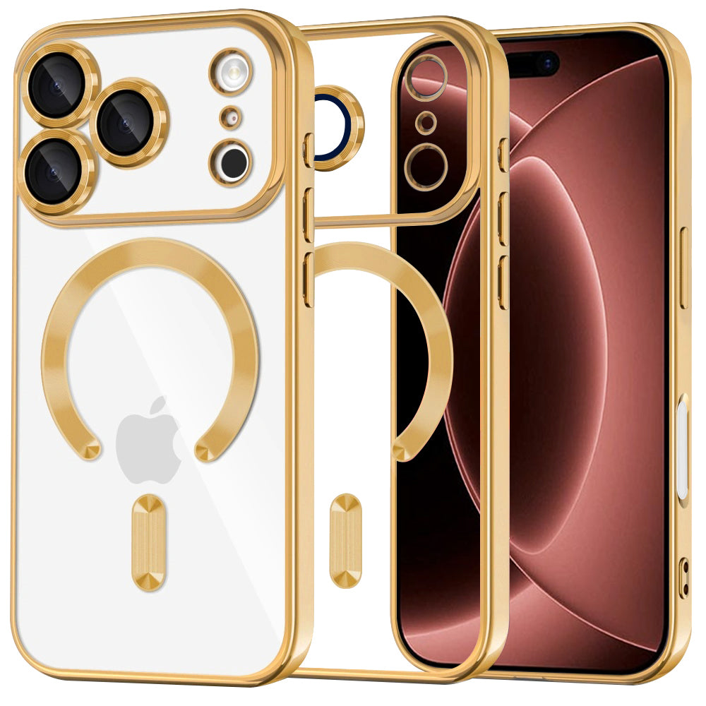 Husă transparentă Techsuit Luxury Crystal MagSafe iPhone 18 Pro Max – Auriu – imagine 1