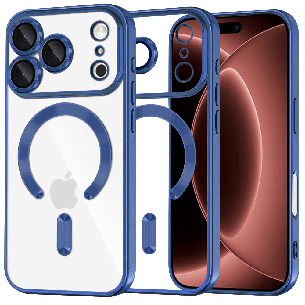 Husă transparentă Techsuit Luxury Crystal MagSafe iPhone 18 Pro Max – Albastru închis – imagine 7