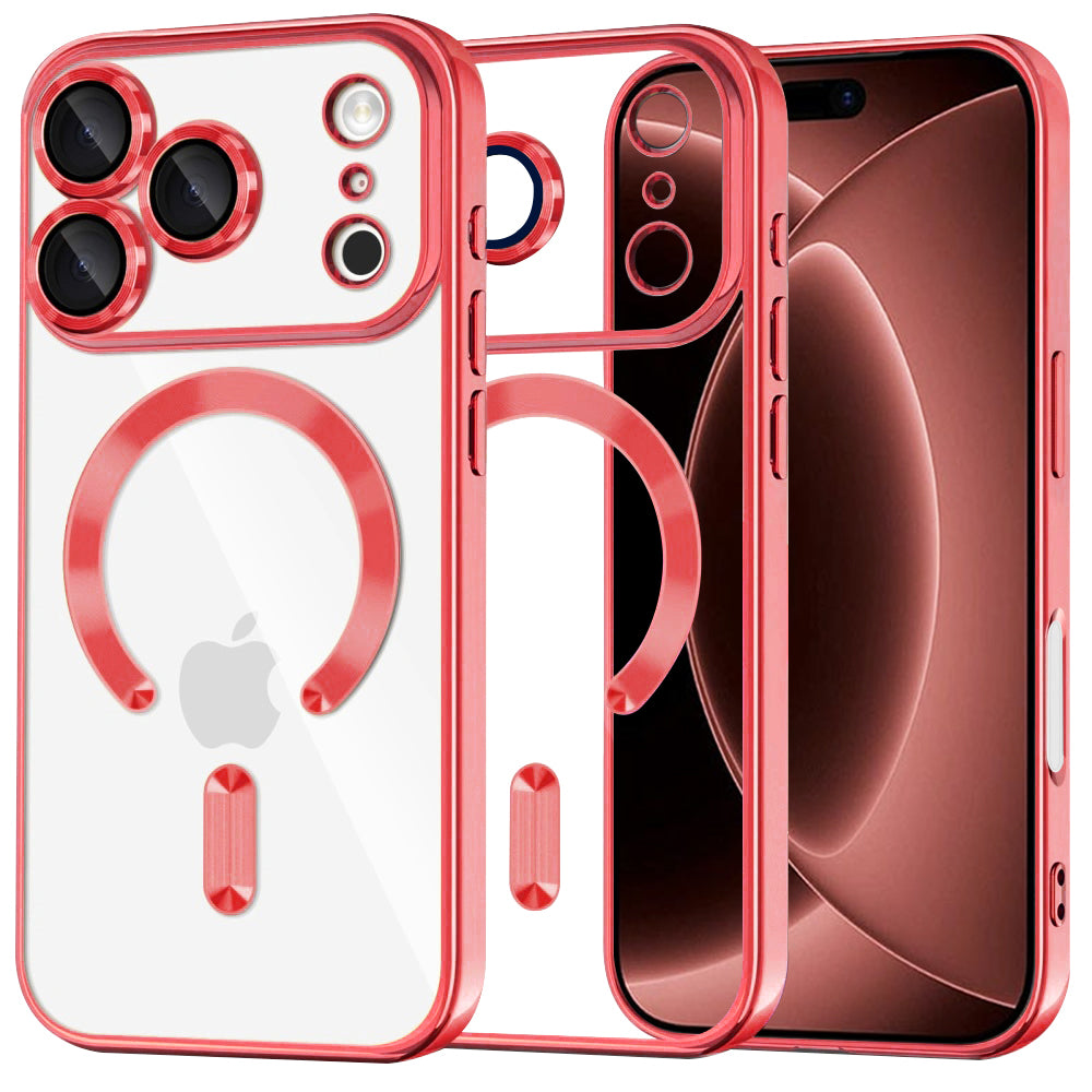 Husă transparentă Techsuit Luxury Crystal MagSafe iPhone 18 Pro Max – Roșu – imagine 2