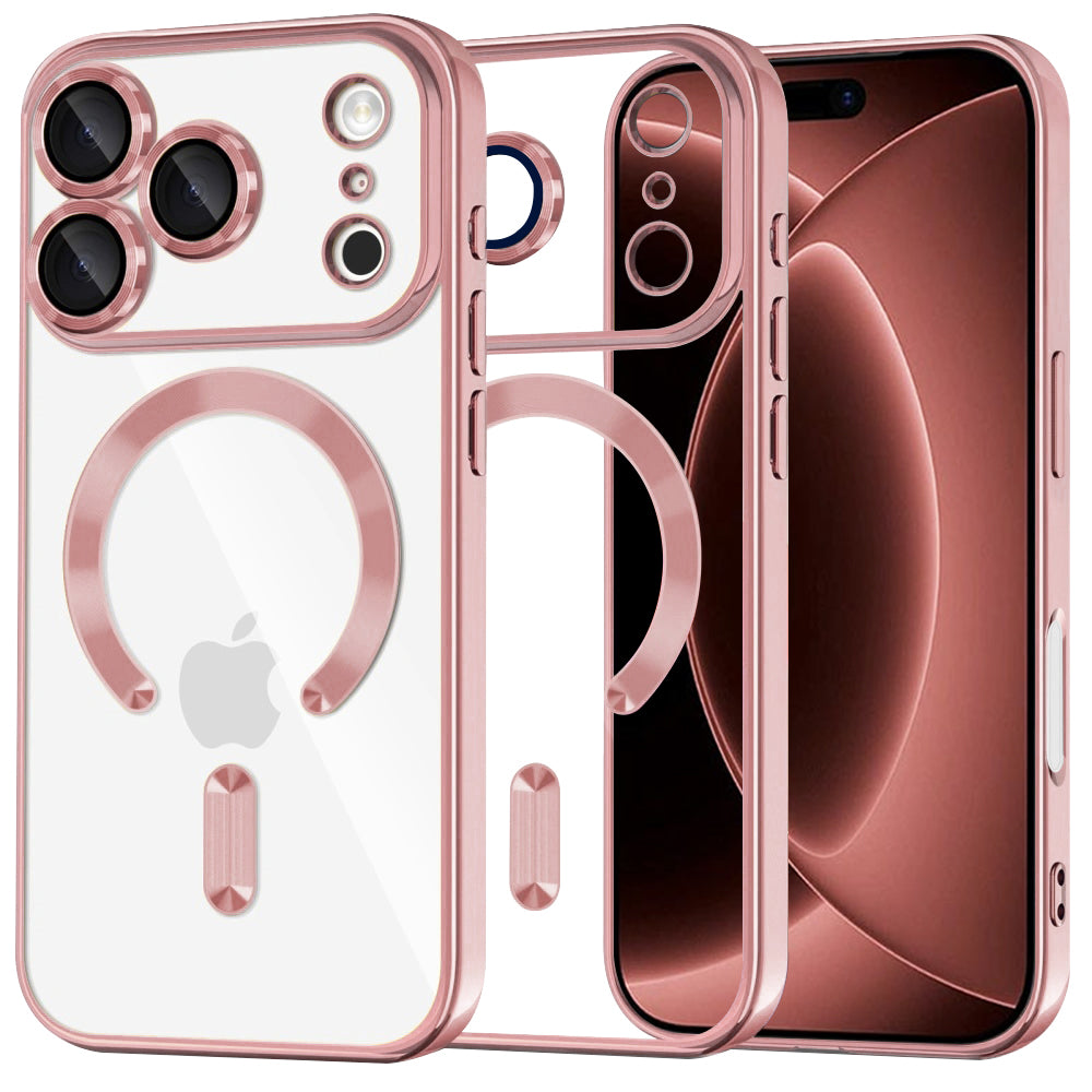 Husă transparentă Techsuit Luxury Crystal MagSafe iPhone 18 Pro Max – Roz – imagine 3