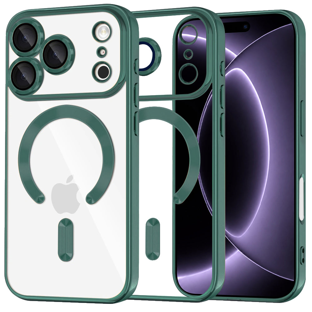 Husă transparentă Techsuit Luxury Crystal MagSafe iPhone 18 Pro – Verde închis – imagine 9
