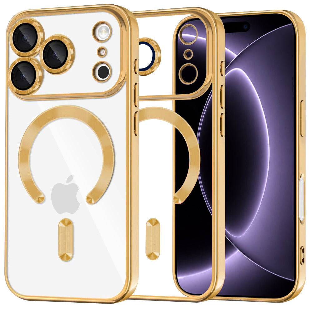 Husă transparentă Techsuit Luxury Crystal MagSafe iPhone 18 Pro – Auriu – imagine 2