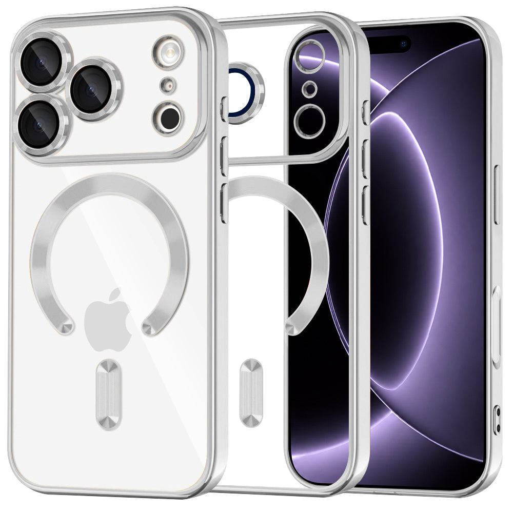 Husă transparentă Techsuit Luxury Crystal MagSafe iPhone 18 Pro – Argintiu – imagine 1
