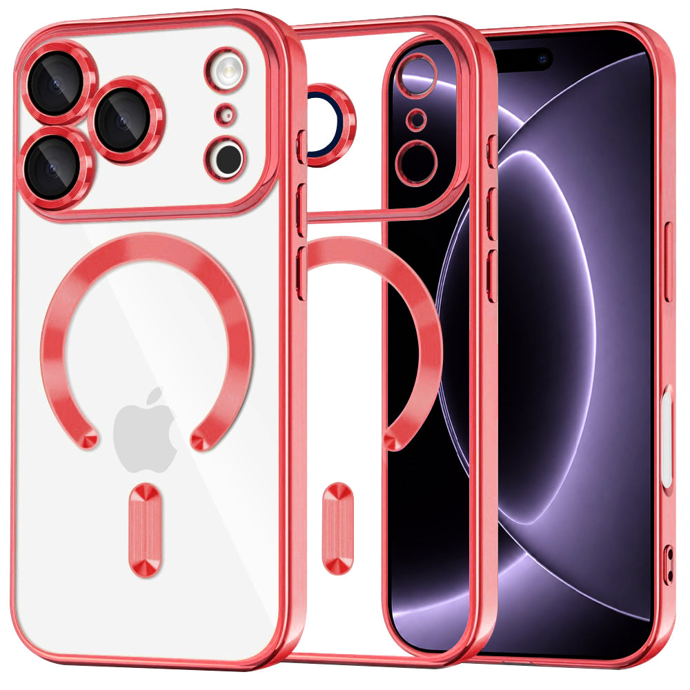 Husă transparentă Techsuit Luxury Crystal MagSafe iPhone 18 Pro – Roșu – imagine 5