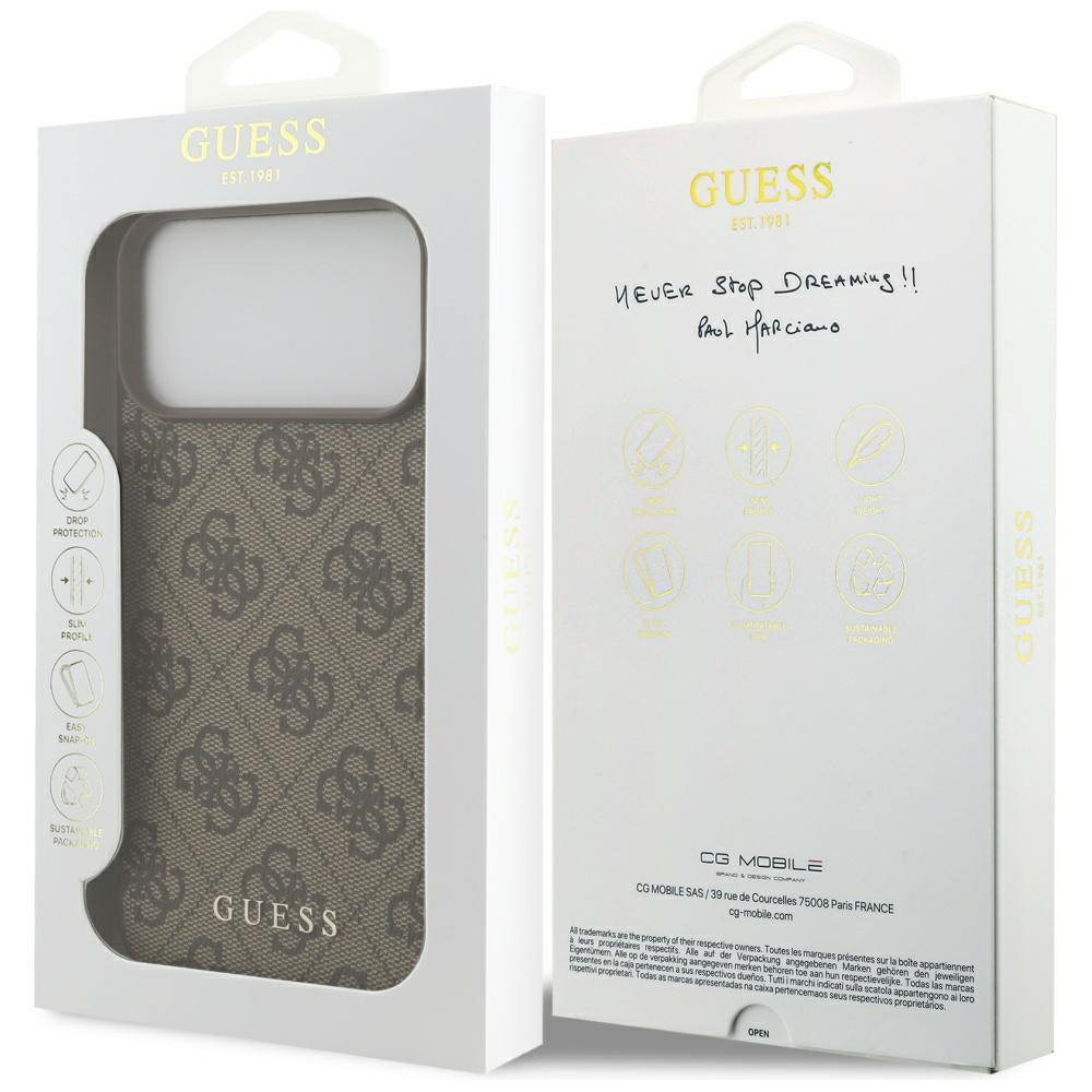 Husă Guess iPhone 17 Pro Hardcase 4G Classic Logo, maro – imagine 7