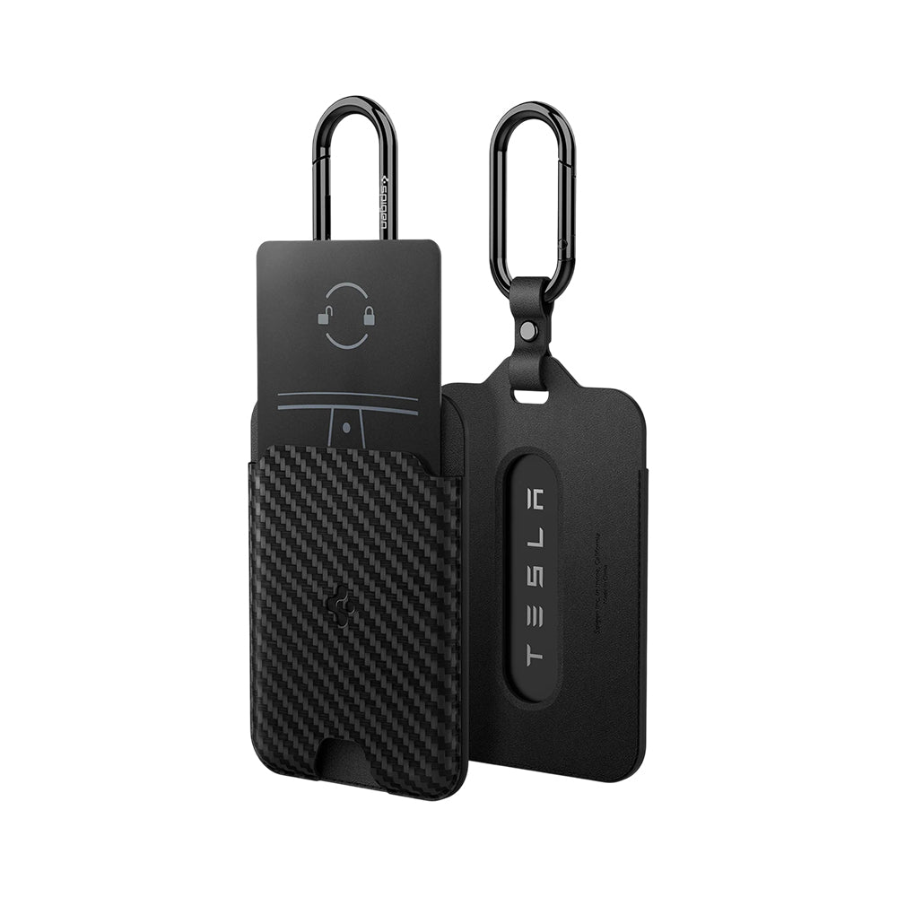 Set 2 huse card-cheie Tesla Spigen aspect carbon – imagine 2