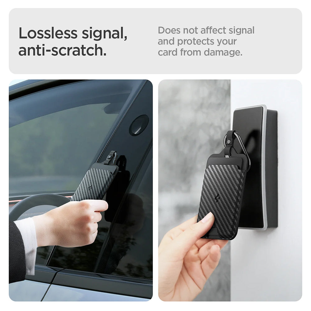 Set 2 huse card-cheie Tesla Spigen aspect carbon – imagine 5