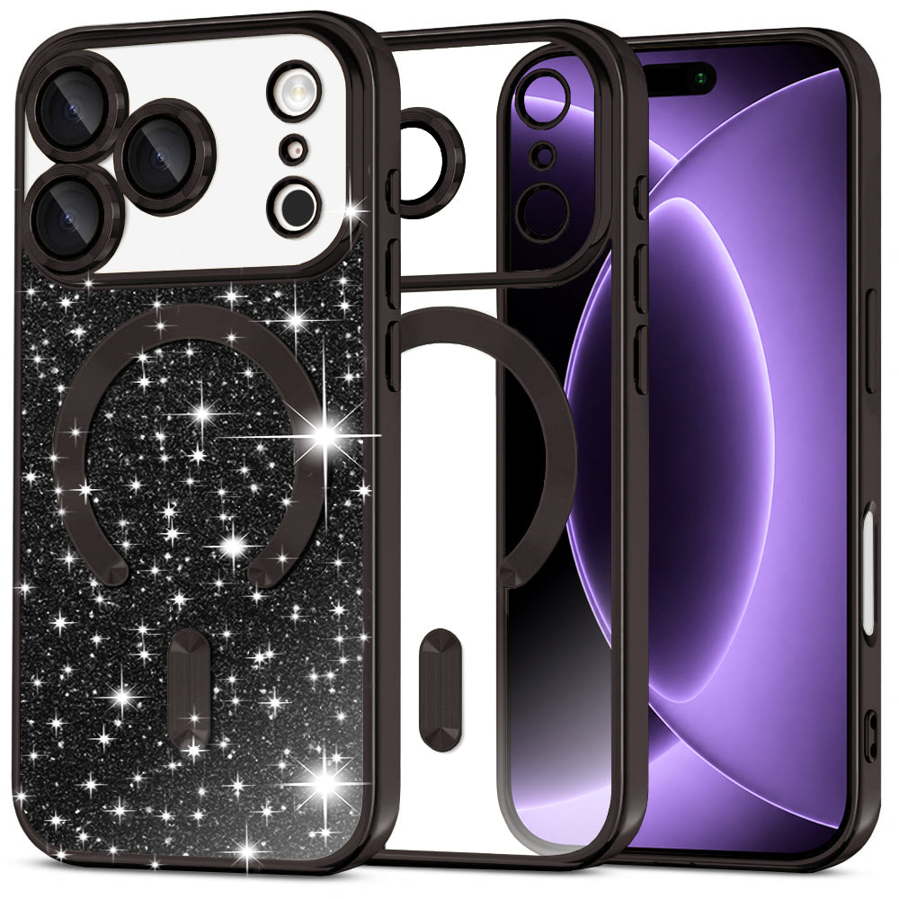 Husă Techsuit Luxury Glitter MagSafe iPhone 18 Pro / 17 Pro – Negru – imagine 1