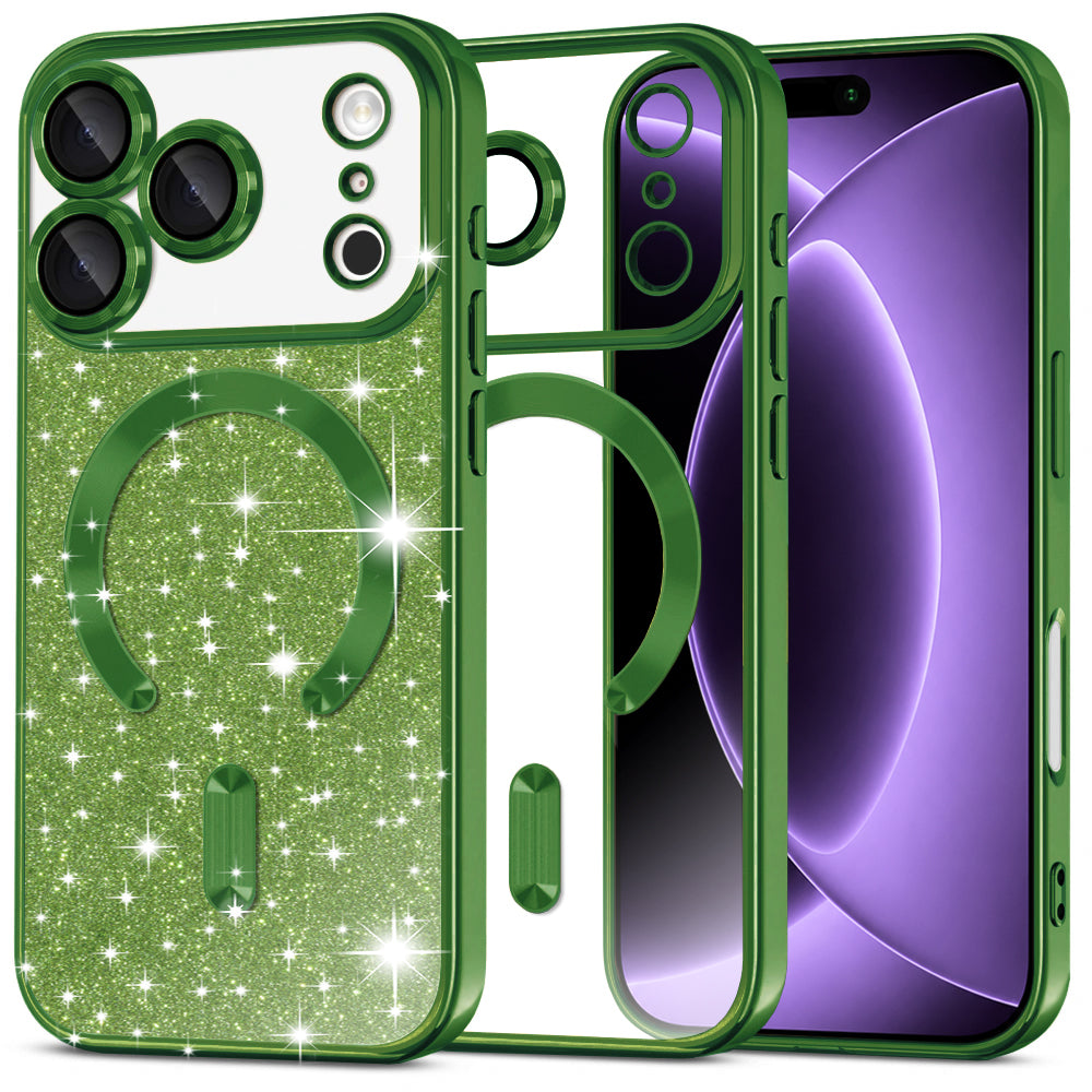 Husă Techsuit Luxury Glitter MagSafe iPhone 18 Pro / 17 Pro – Verde închis – imagine 8