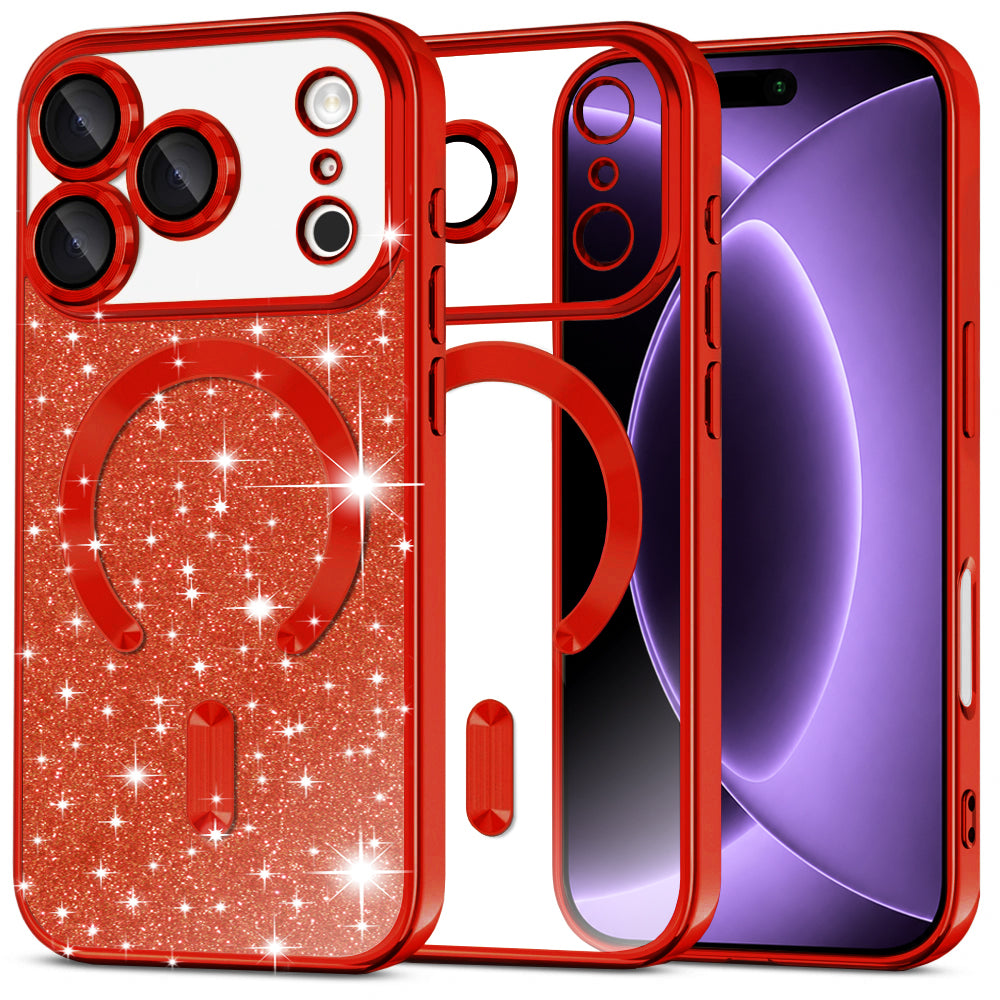Husă Techsuit Luxury Glitter MagSafe iPhone 18 Pro / 17 Pro – Roșu – imagine 3
