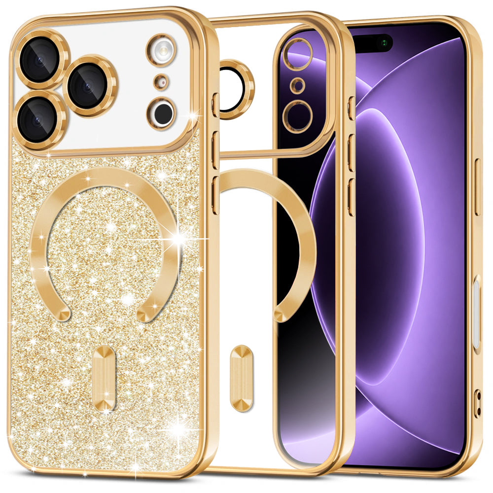 Husă Techsuit Luxury Glitter MagSafe iPhone 18 Pro / 17 Pro – Auriu – imagine 4