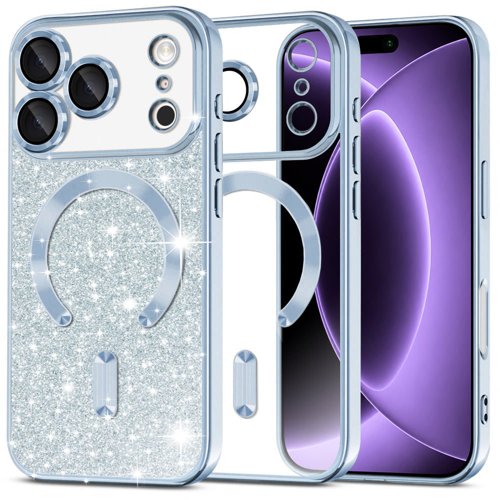 Husă Techsuit Luxury Glitter MagSafe iPhone 18 Pro / 17 Pro – Albastru deschis – imagine 9