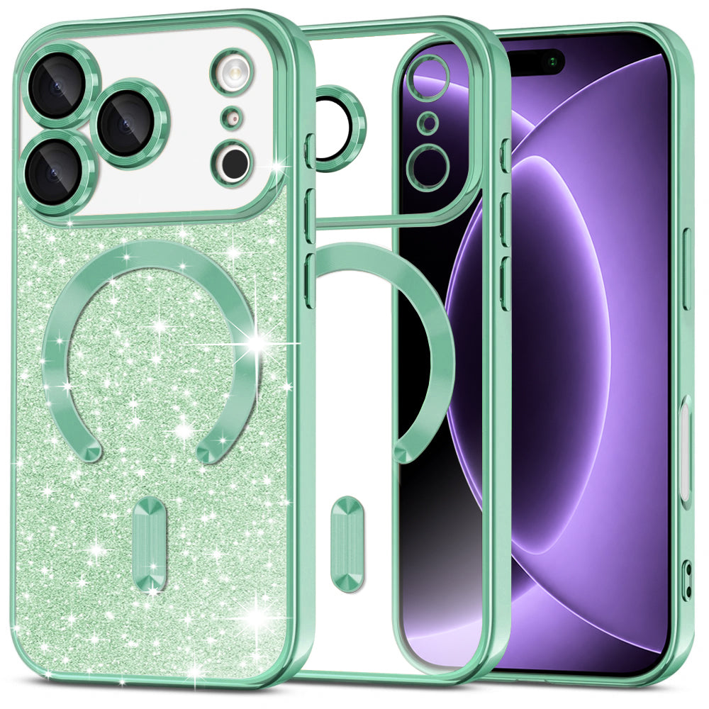 Husă Techsuit Luxury Glitter MagSafe iPhone 18 Pro / 17 Pro – Verde deschis – imagine 5