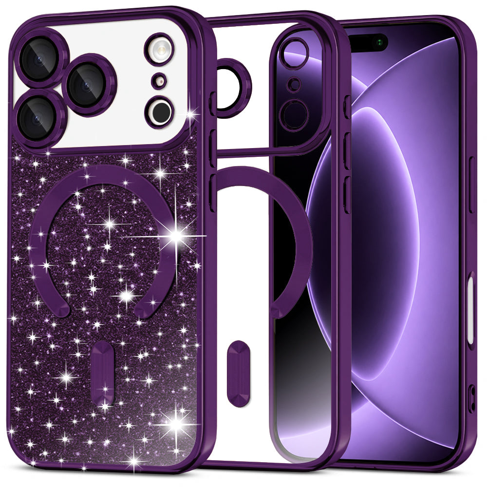Husă Techsuit Luxury Glitter MagSafe iPhone 18 Pro / 17 Pro – Mov închis – imagine 10