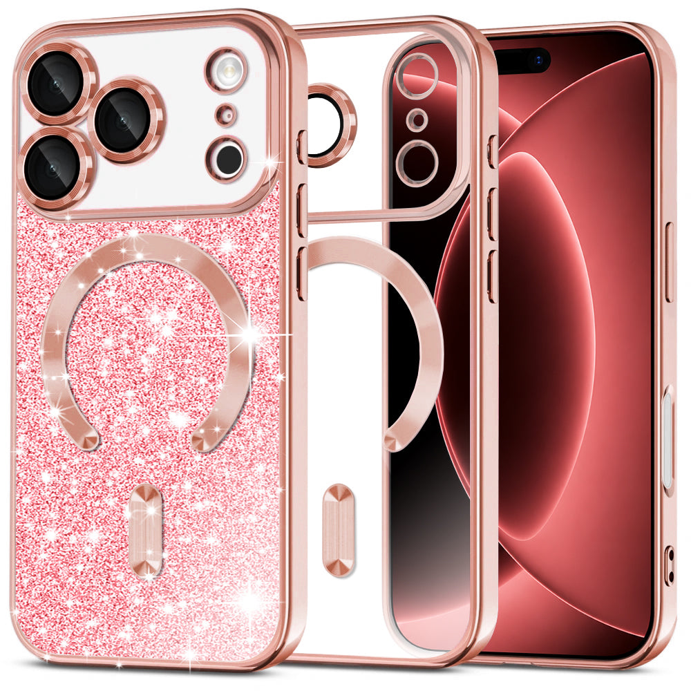 Husă Techsuit Luxury Glitter MagSafe iPhone 18 Pro Max / 17 Pro Max – Auriu roz – imagine 8