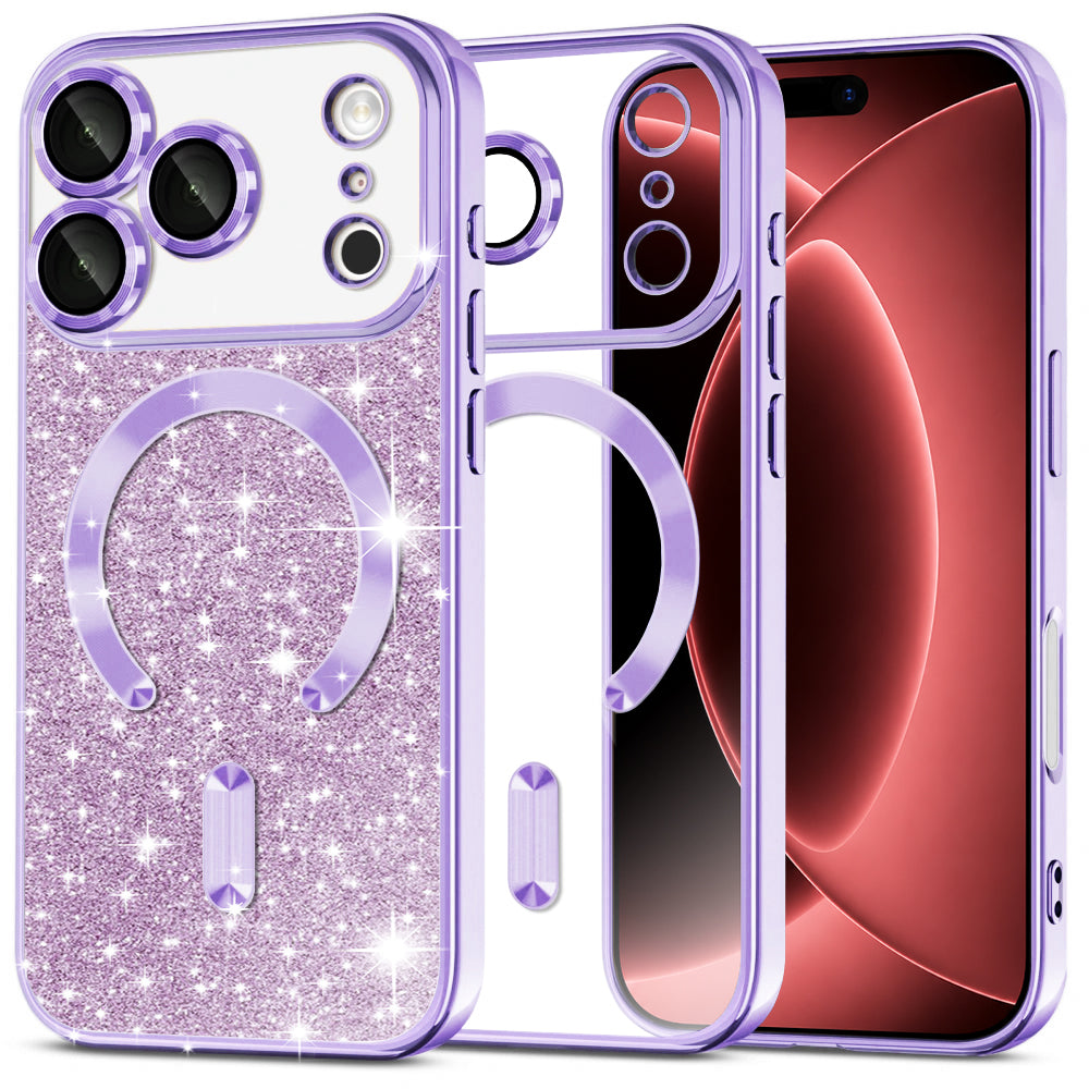 Husă Techsuit Luxury Glitter MagSafe iPhone 18 Pro Max / 17 Pro Max – Mov deschis – imagine 5